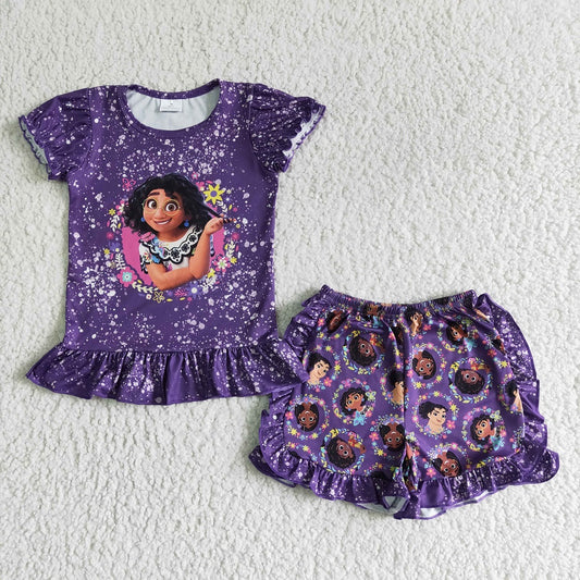 GSSO0003 Girls Purple Shorts Outfits