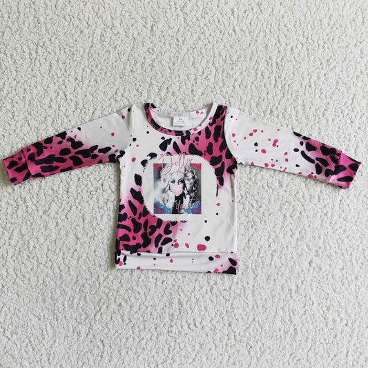 GT0010 Girls Pink Leopard Tie Dye Long Sleeve Shirts