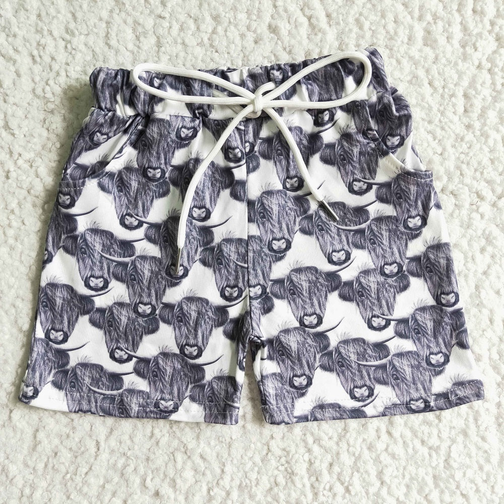 SS0001 Boy Cow Drawstring Shorts