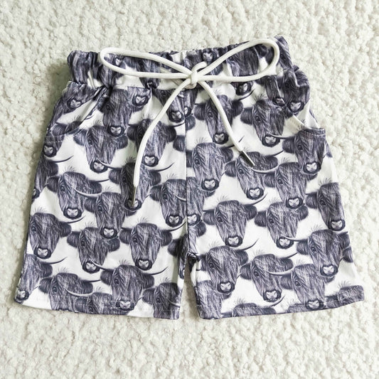 SS0001 Boy Cow Drawstring Shorts