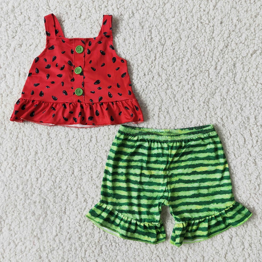 B0-28 Girls Summer Sleeveless Watermelon Clothes