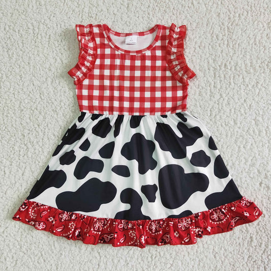 GSD0015 Girls Sleeveless Cow Dress