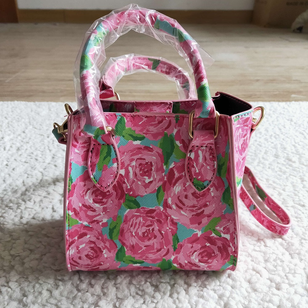BA0024-M Girls Pink Rose Floral Bag