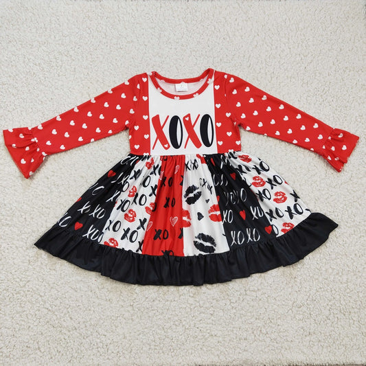 GLD0174 Valentine Girl XOXO Long Sleeve Twirl Dress