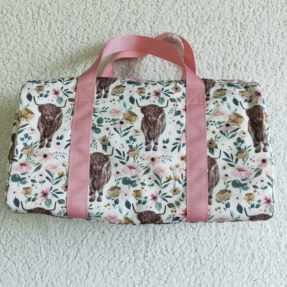 BA0008-M Floral Cow Luggage Travel Bag