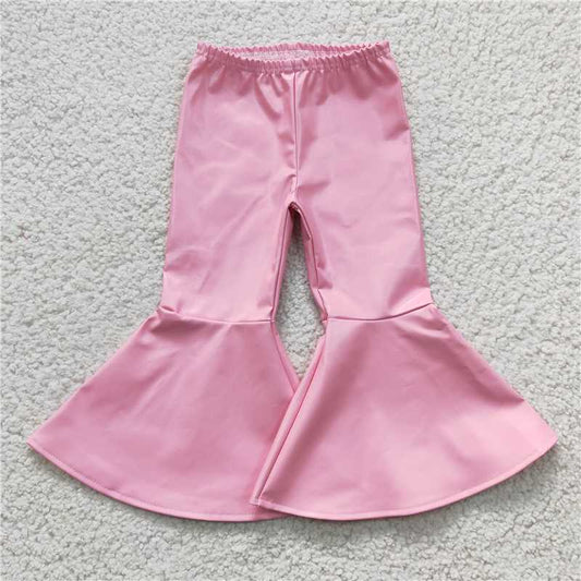 P0049 Flared leather pants pink