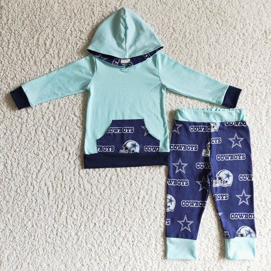 BLP0095 Boy Football Team Blue Hooded Outfits