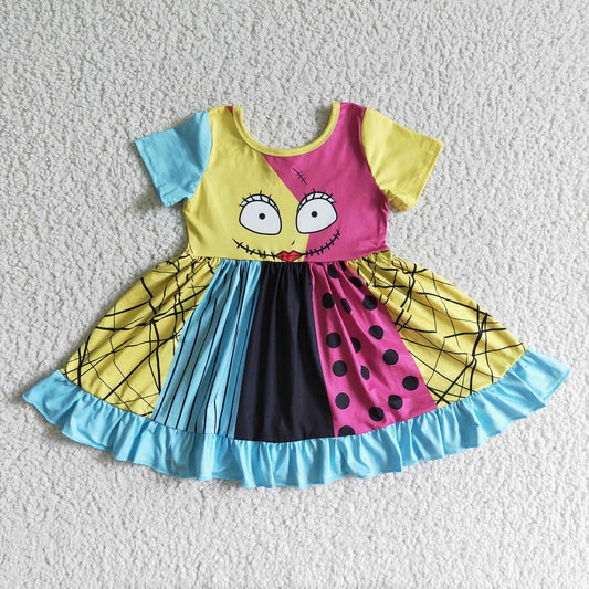 GSD0130 Halloween Girl Scream Flutter Sleeve Twirl Dress