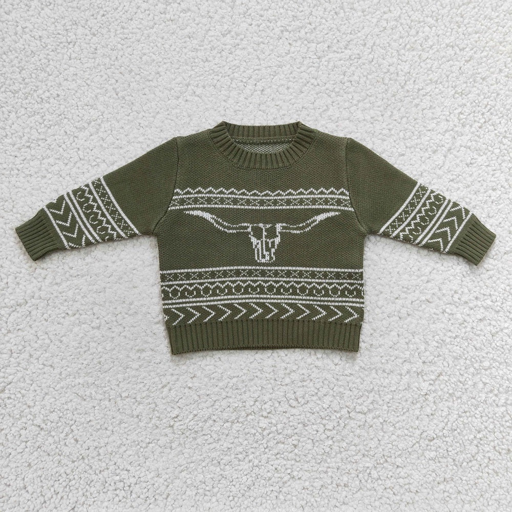 BT0178 Christmas Kids Green Deer Sweater