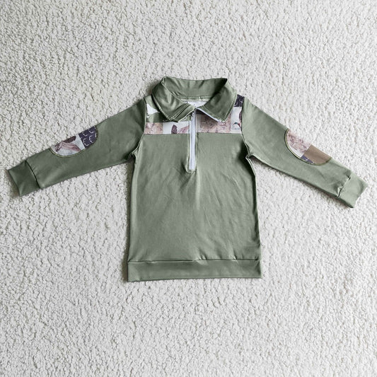 BT0103 Boy Duck Deer Zipper Long Sleeve Shirts