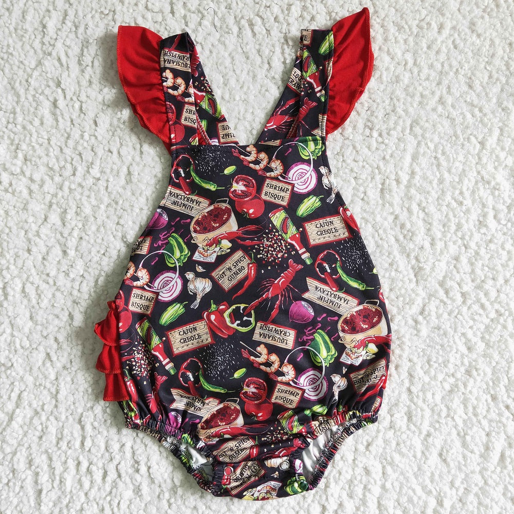 B0-9 Girls Crawfish Chili Romper