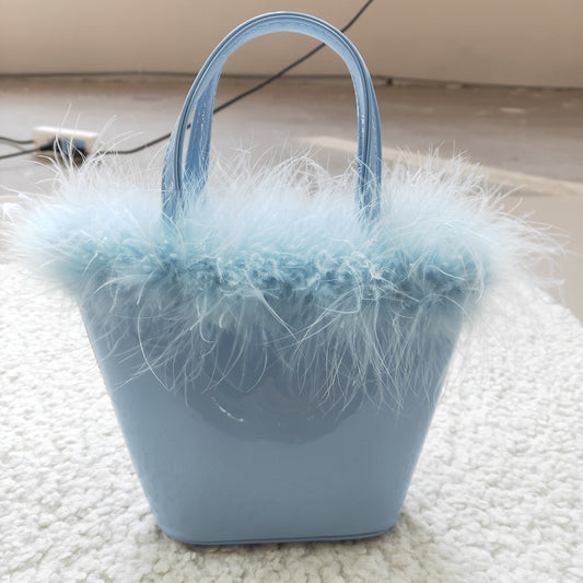 BA0033-M Girls Blue Fashion Furry Leather Bag