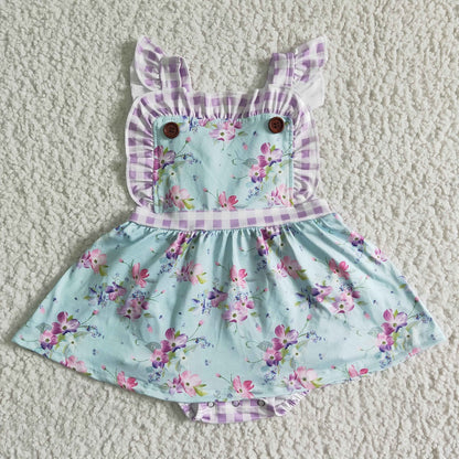 SR0027 Girls Purple Floral Romper