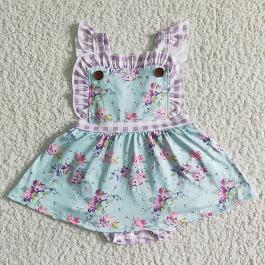 SR0027 Girls Purple Floral Romper