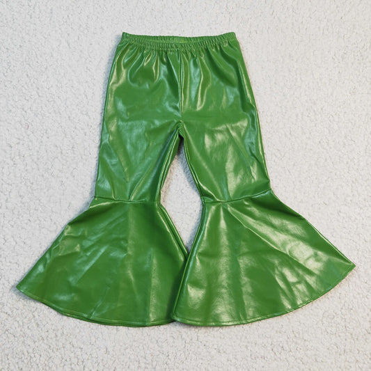 P0051 Girls Leather Green Bell Bottom