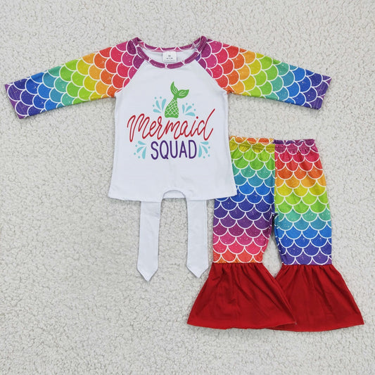 6 A9-11 Girl Colorful Scales Bell Outfit