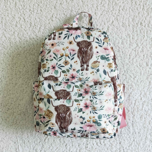 BA0007-M Kids Floral Cow Backpack