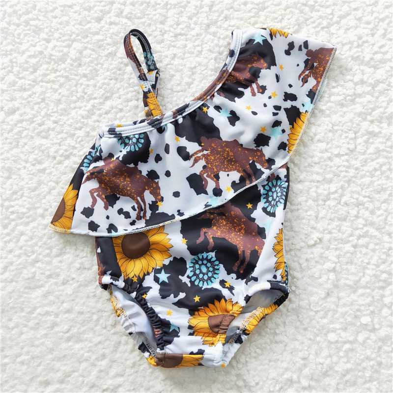 S0045 Girls Sunflower Gem One-piece Swimsuit