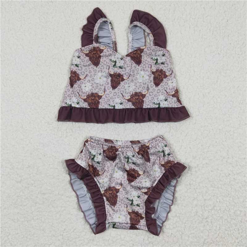 S0103 Alpine Cowflower Swimsuit Set Brown