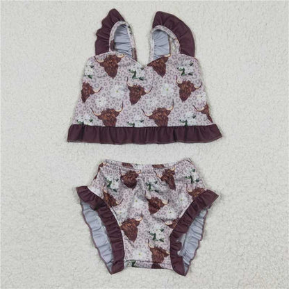S0103 Alpine Cowflower Swimsuit Set Brown