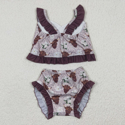 S0103 Alpine Cowflower Swimsuit Set Brown