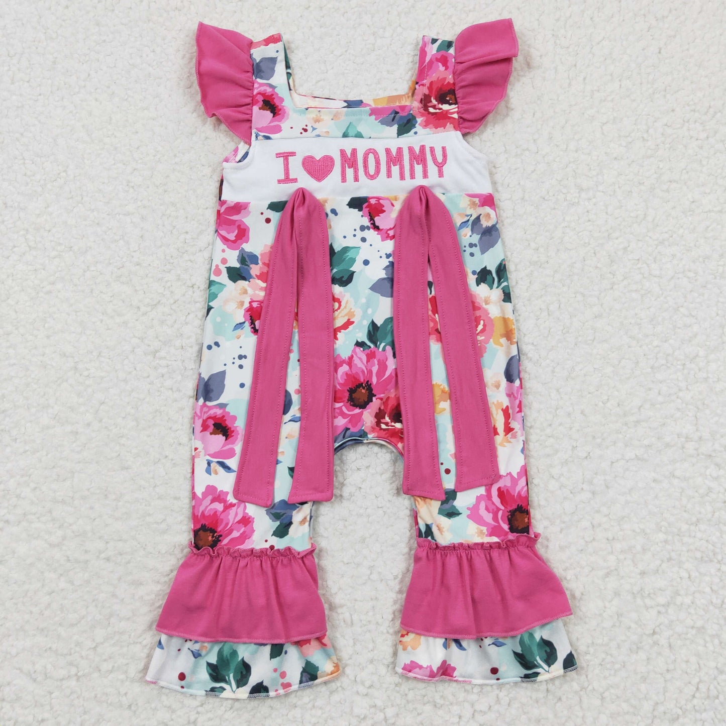 SR0251 Girl embroidery love MOMMY Rose Red flying sleeve