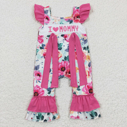 SR0251 Girl embroidery love MOMMY Rose Red flying sleeve