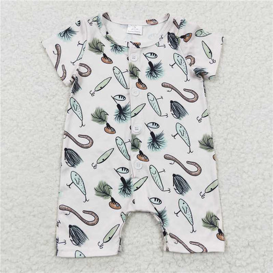 SR0259 Fishing Green Short Sleeve Onesie