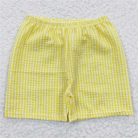 SS0077 Boys yellow plaid shorts