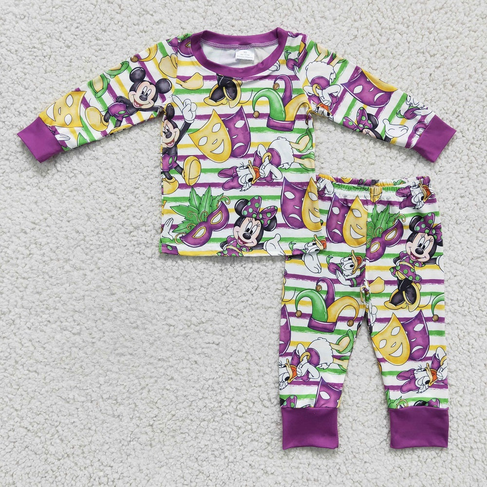 GLP0344 / BLP0139 Sibling Kids Purple Mardi Gras Long Sleeve Pajamas