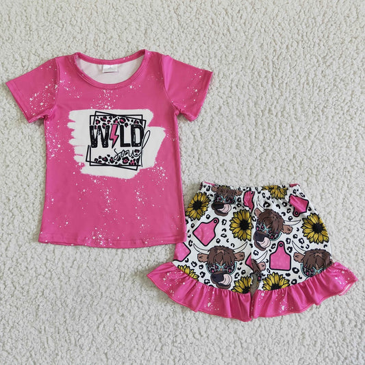 GSSO0067 Girls Wild Sunflower Cow Outfits