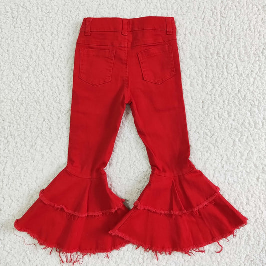 P0006 Girls Red Bell Jeans