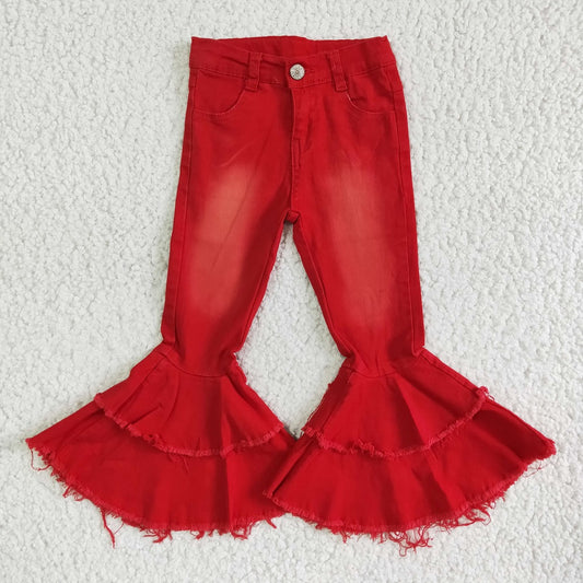 P0006 Girls Red Bell Jeans