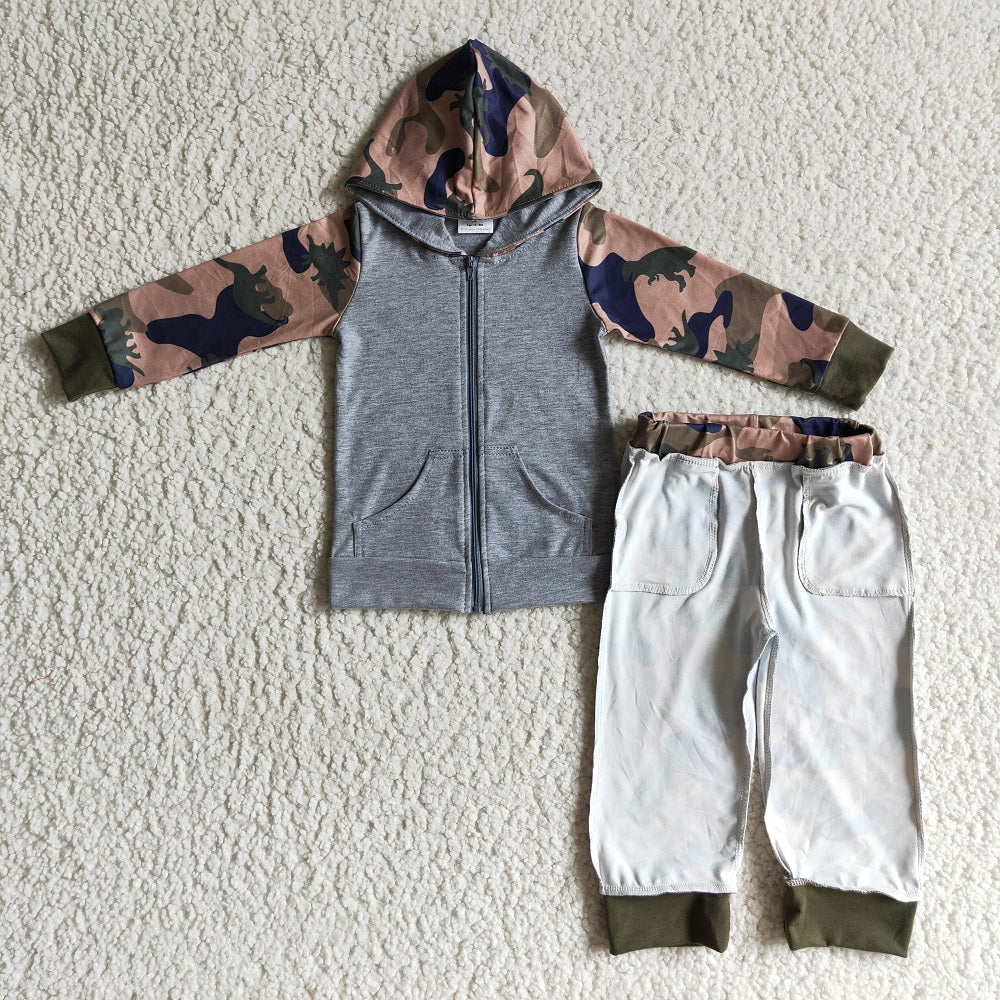 BLP0069 Boy Camouflage Hooded Zipper Long Sleeve Outfit