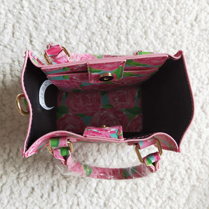 BA0024-M Girls Pink Rose Floral Bag