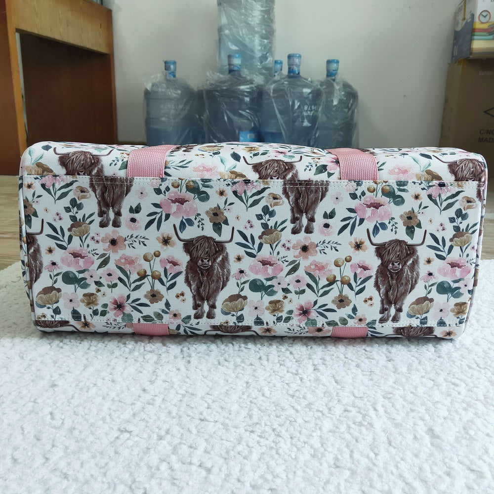 BA0008-M Floral Cow Luggage Travel Bag