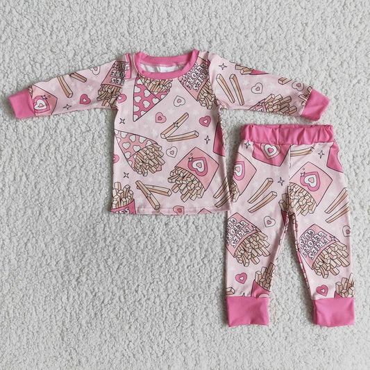 6 A30-14 Baby Girls French Fries Love Heart Pajamas