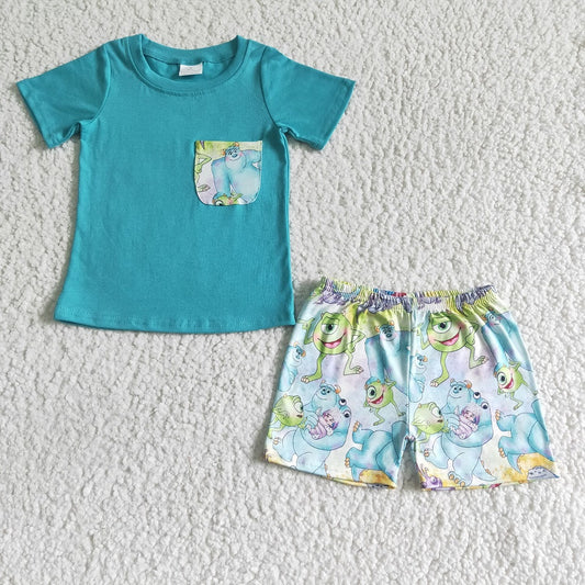BSSO0021 Boys Green Shorts Outfit